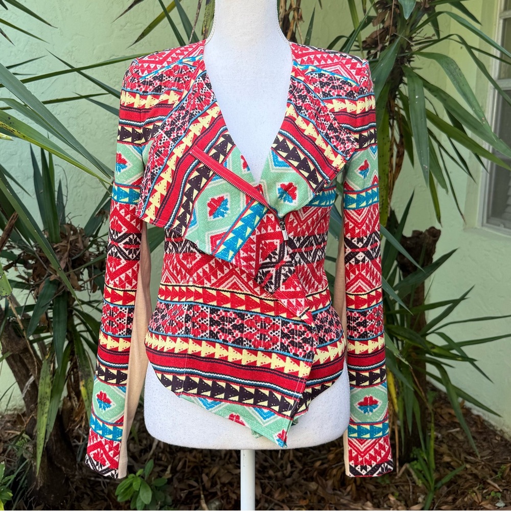 Red Aztec Light Shirt Jacket - Picture 2 of 10